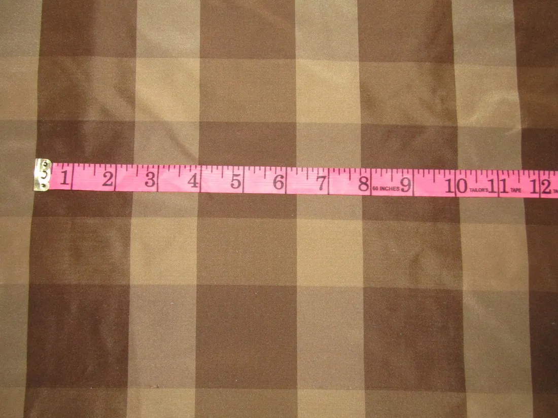 100% PURE SILK TAFFETA FABRIC shades of brown PLAIDS 54" wideTAFC60[2]