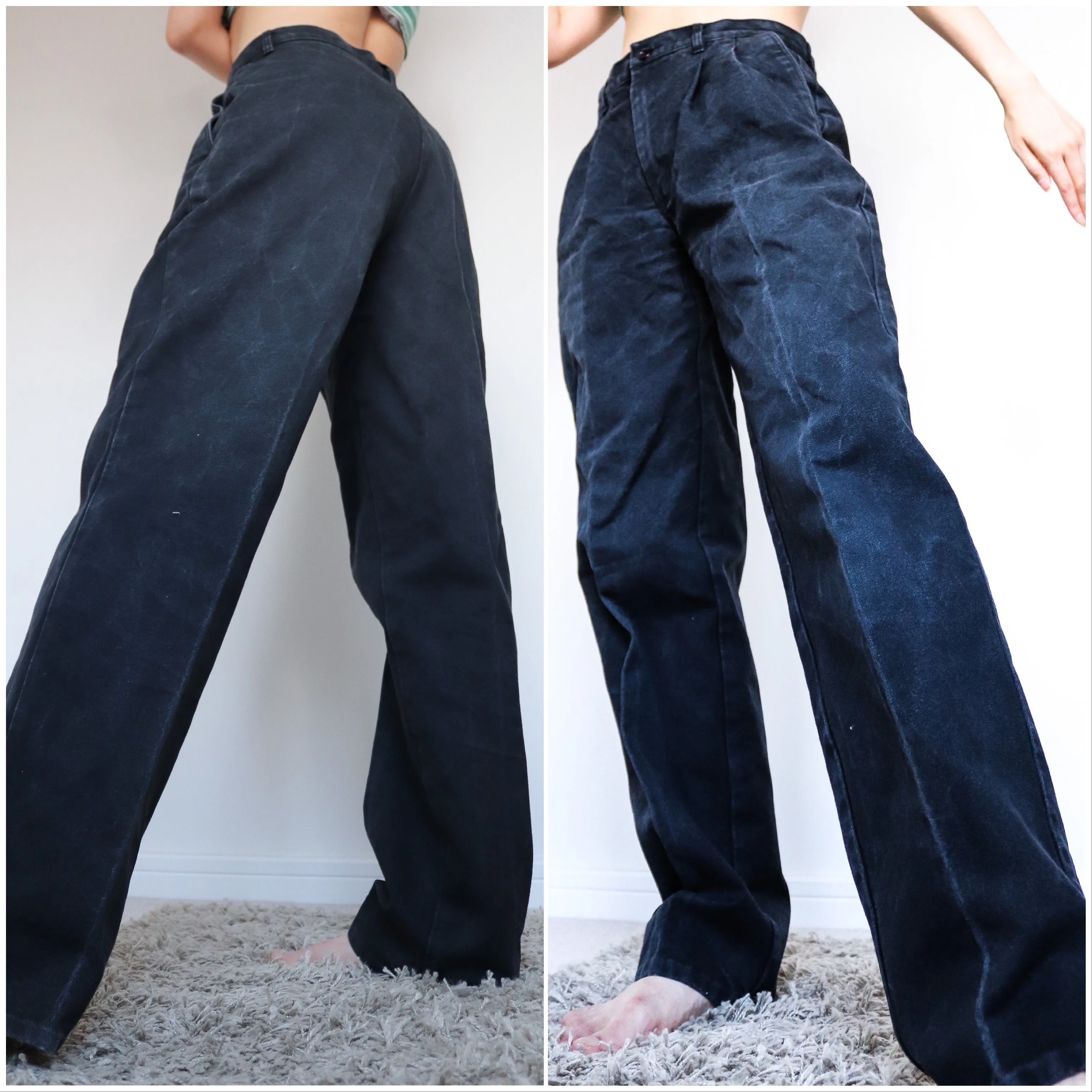 90s VINTAGE JEANS HIGH WAISTED BLACK JEANS TROUSERS