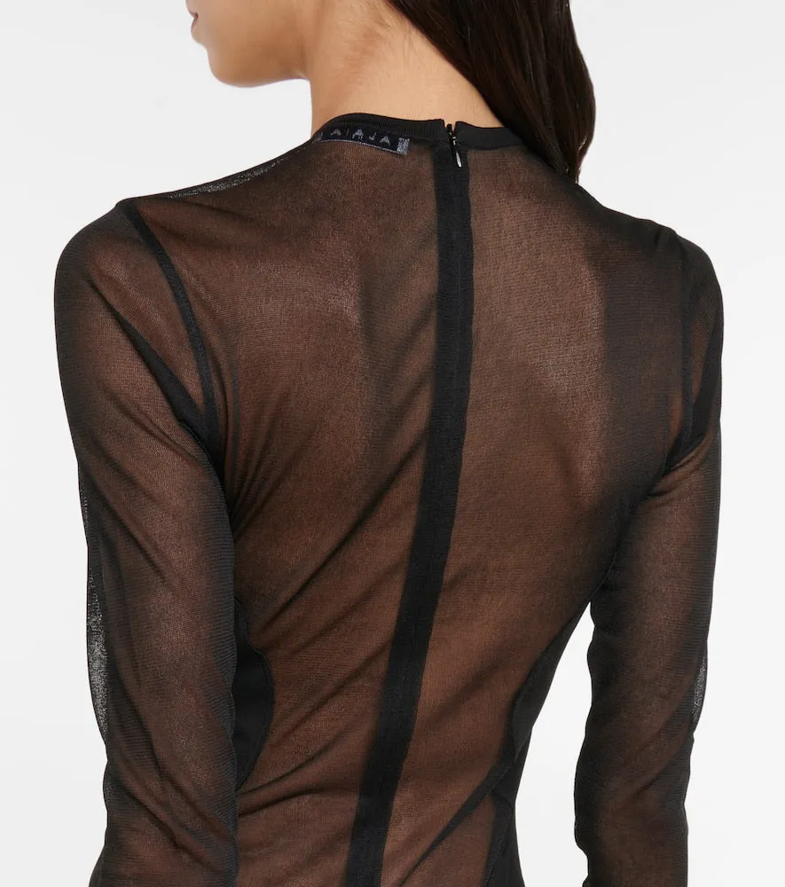 Alaia Semi-sheer paneled minidress