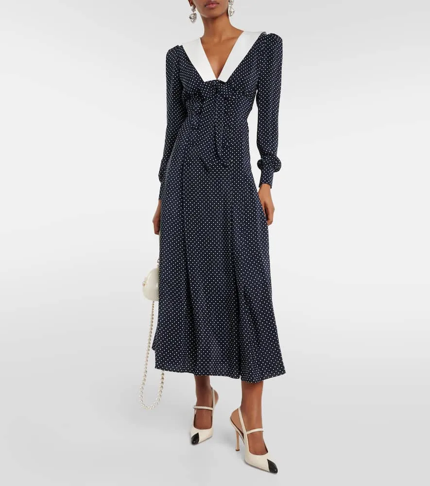 Alessandra Rich Bow-detail silk midi dress