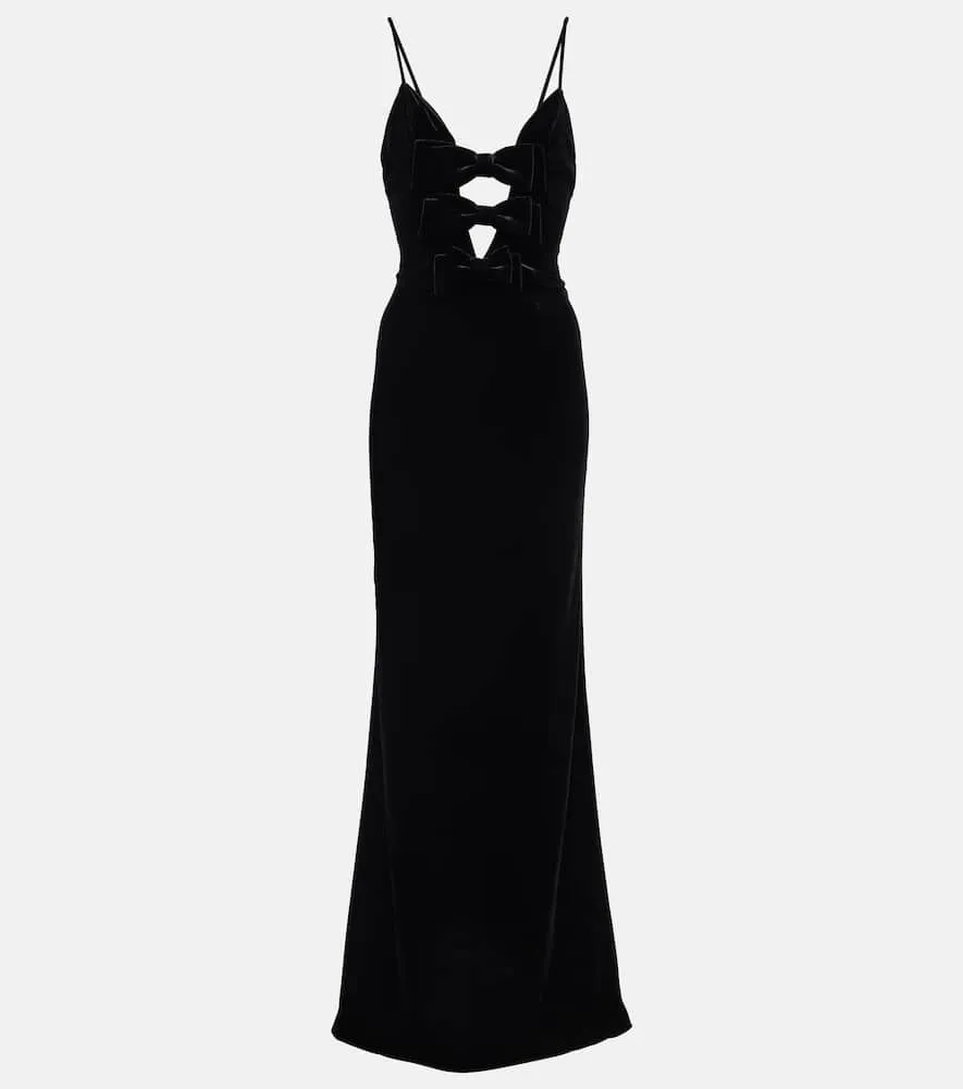 Alessandra Rich Bow-detail velvet gown