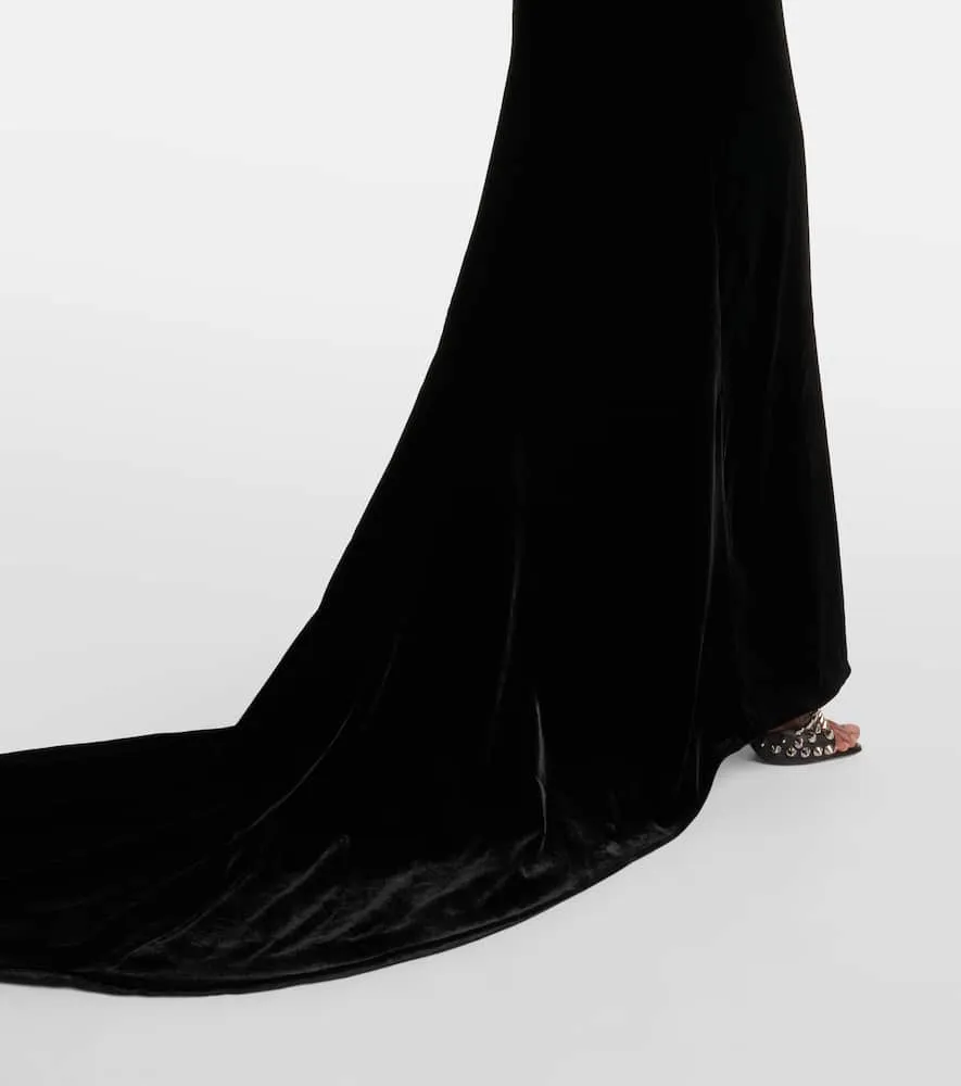 Alessandra Rich Bow-detail velvet gown