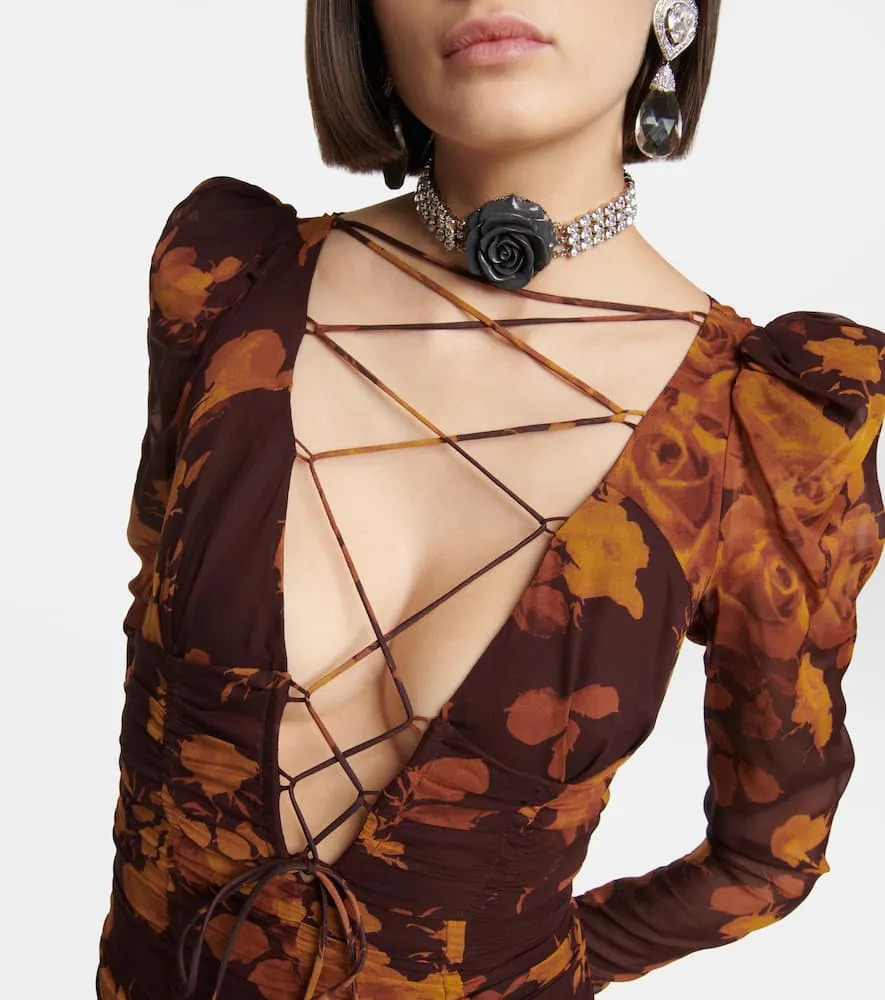 Alessandra Rich Floral silk georgette minidress