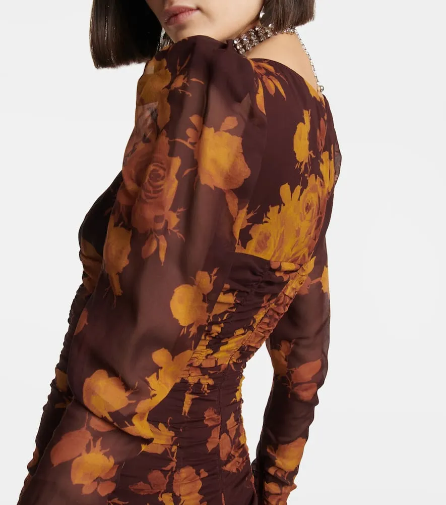 Alessandra Rich Floral silk georgette minidress