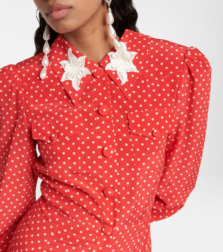 Alessandra Rich Polka-dot pleated minidress