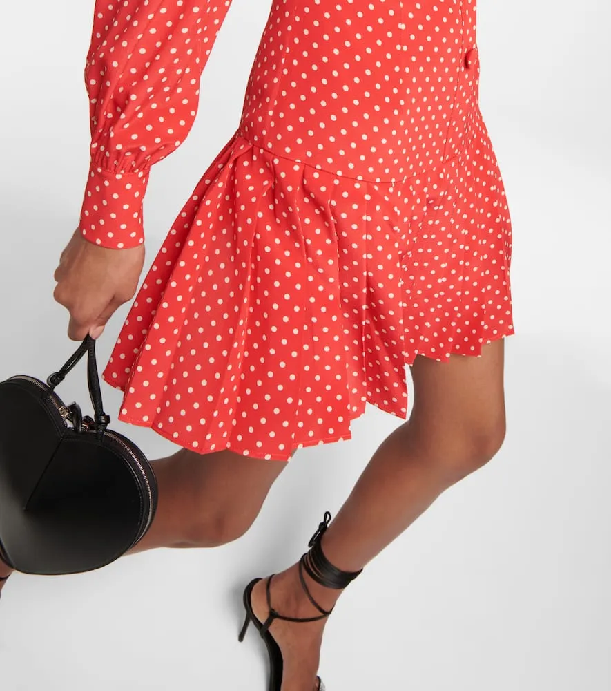 Alessandra Rich Polka-dot pleated minidress