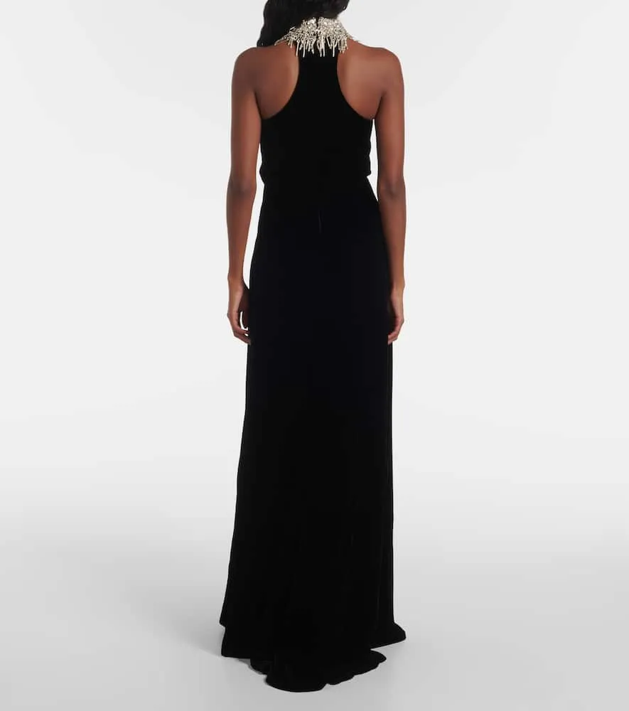 Alexander McQueen Embroidered velvet gown