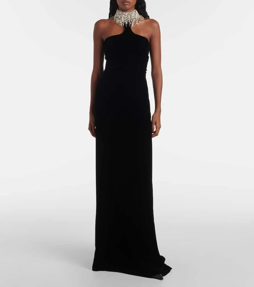 Alexander McQueen Embroidered velvet gown