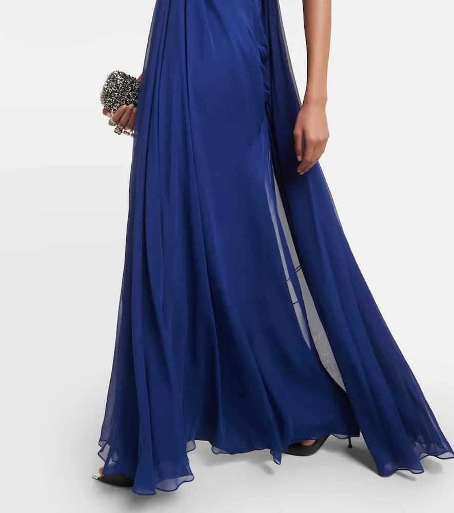 Alexander McQueen Strapless draped silk chiffon gown