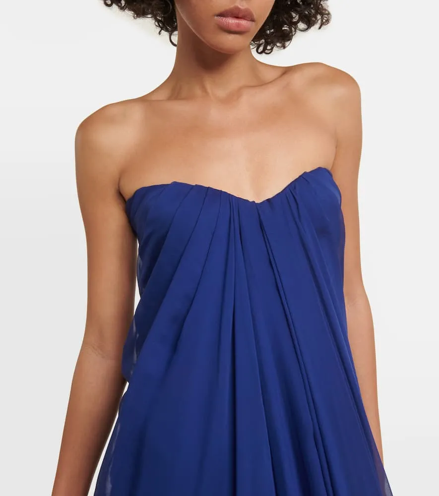 Alexander McQueen Strapless draped silk chiffon gown