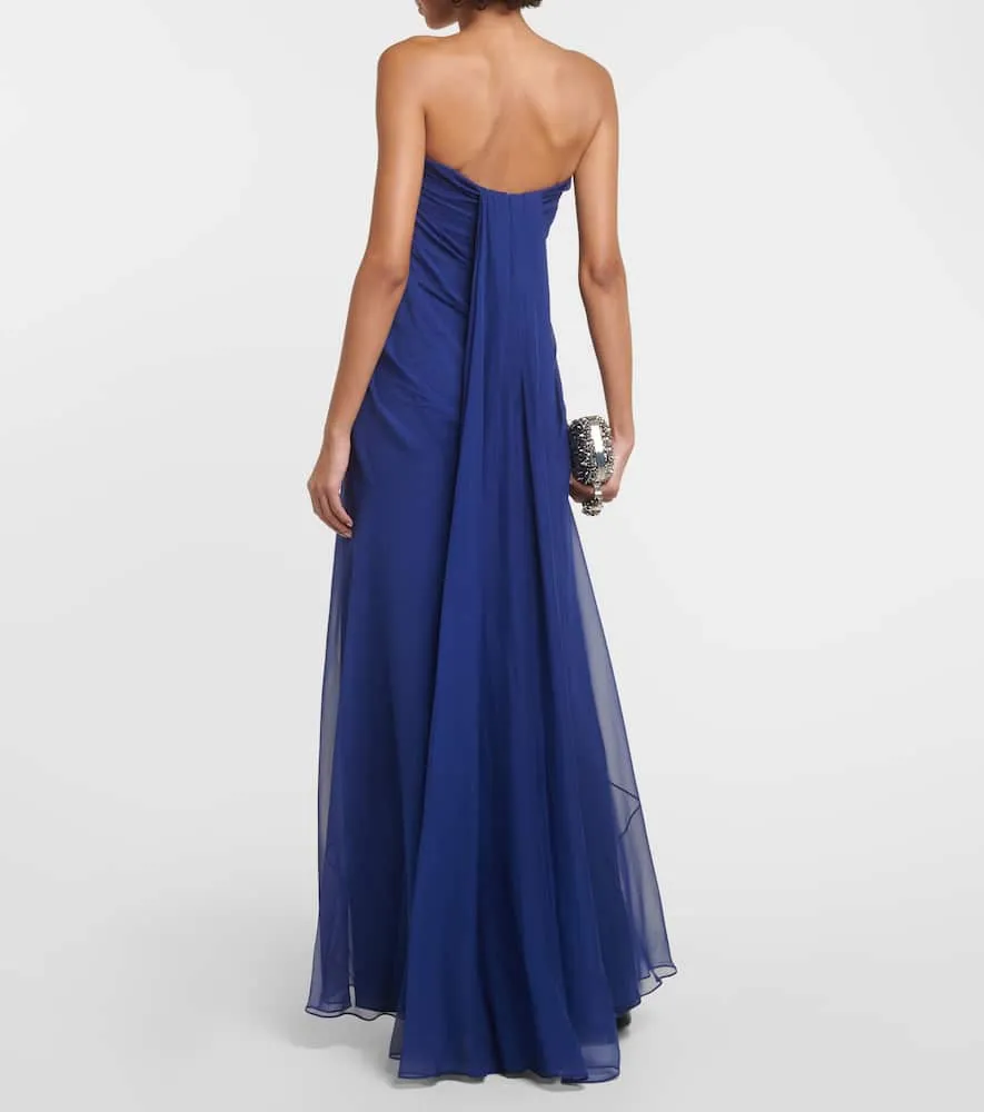 Alexander McQueen Strapless draped silk chiffon gown