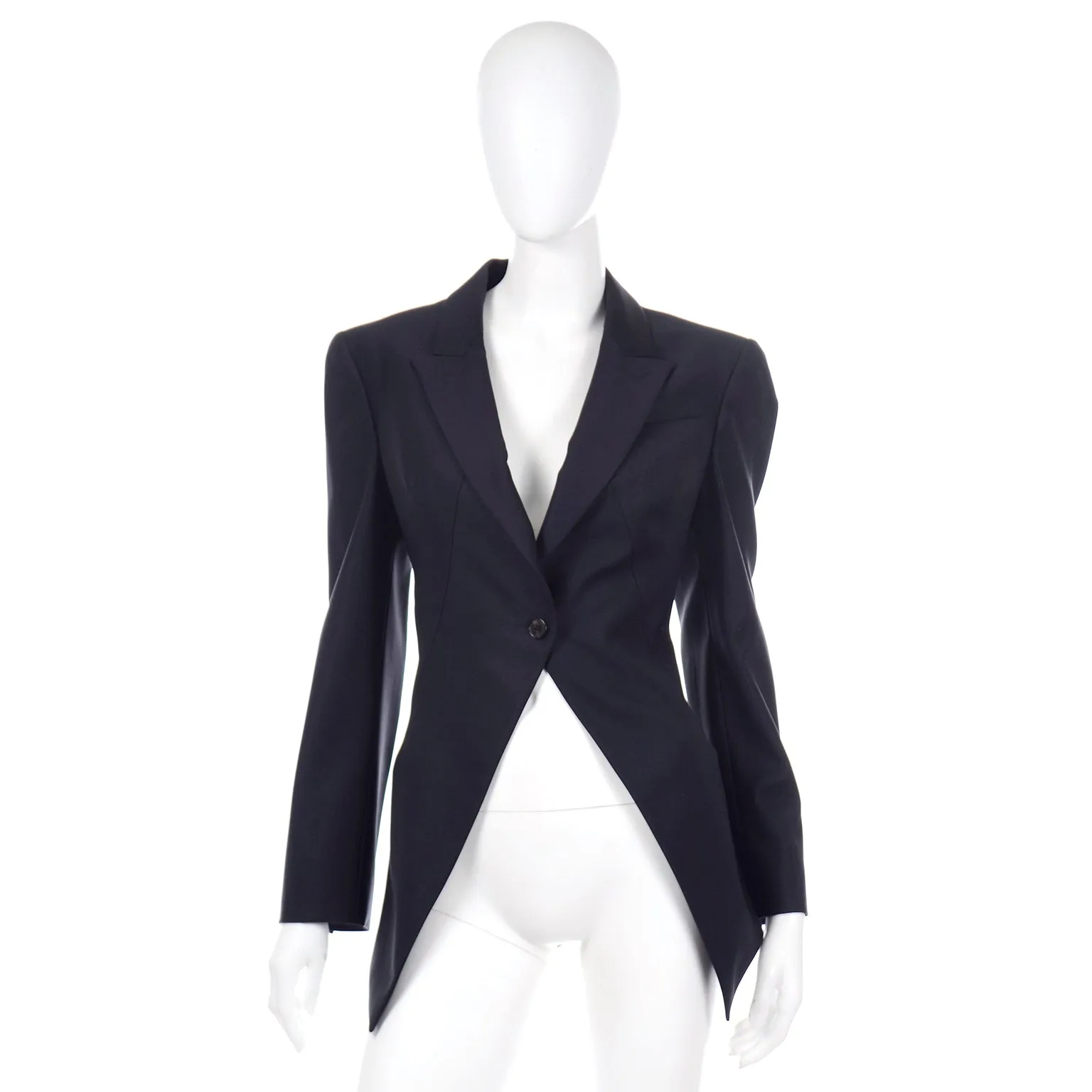 Alexander McQueen Vintage Cutaway Tuxedo Style Women's Black Jacket