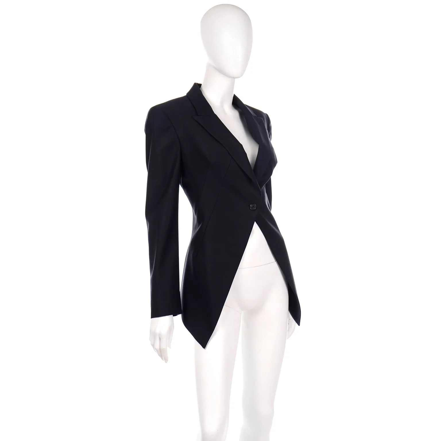 Alexander McQueen Vintage Cutaway Tuxedo Style Women's Black Jacket