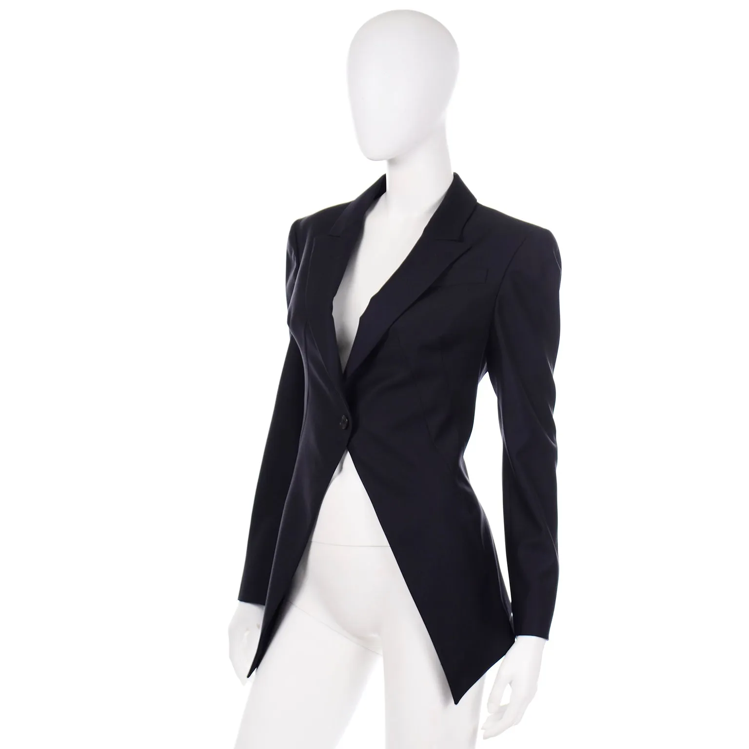 Alexander McQueen Vintage Cutaway Tuxedo Style Women's Black Jacket