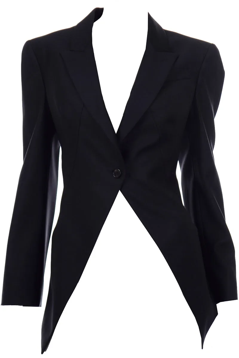 Alexander McQueen Vintage Cutaway Tuxedo Style Women's Black Jacket