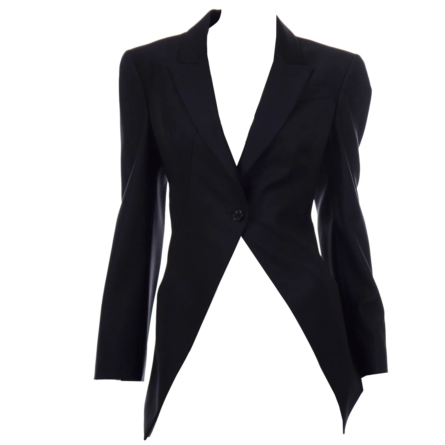 Alexander McQueen Vintage Cutaway Tuxedo Style Women's Black Jacket
