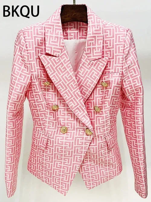 BKQU Oversized Sequin/Solid Double Breasted Blazer