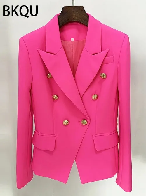 BKQU Oversized Sequin/Solid Double Breasted Blazer