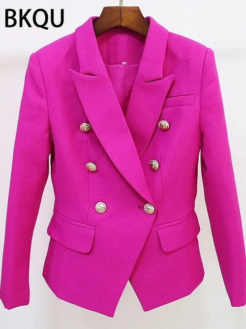 BKQU Oversized Sequin/Solid Double Breasted Blazer