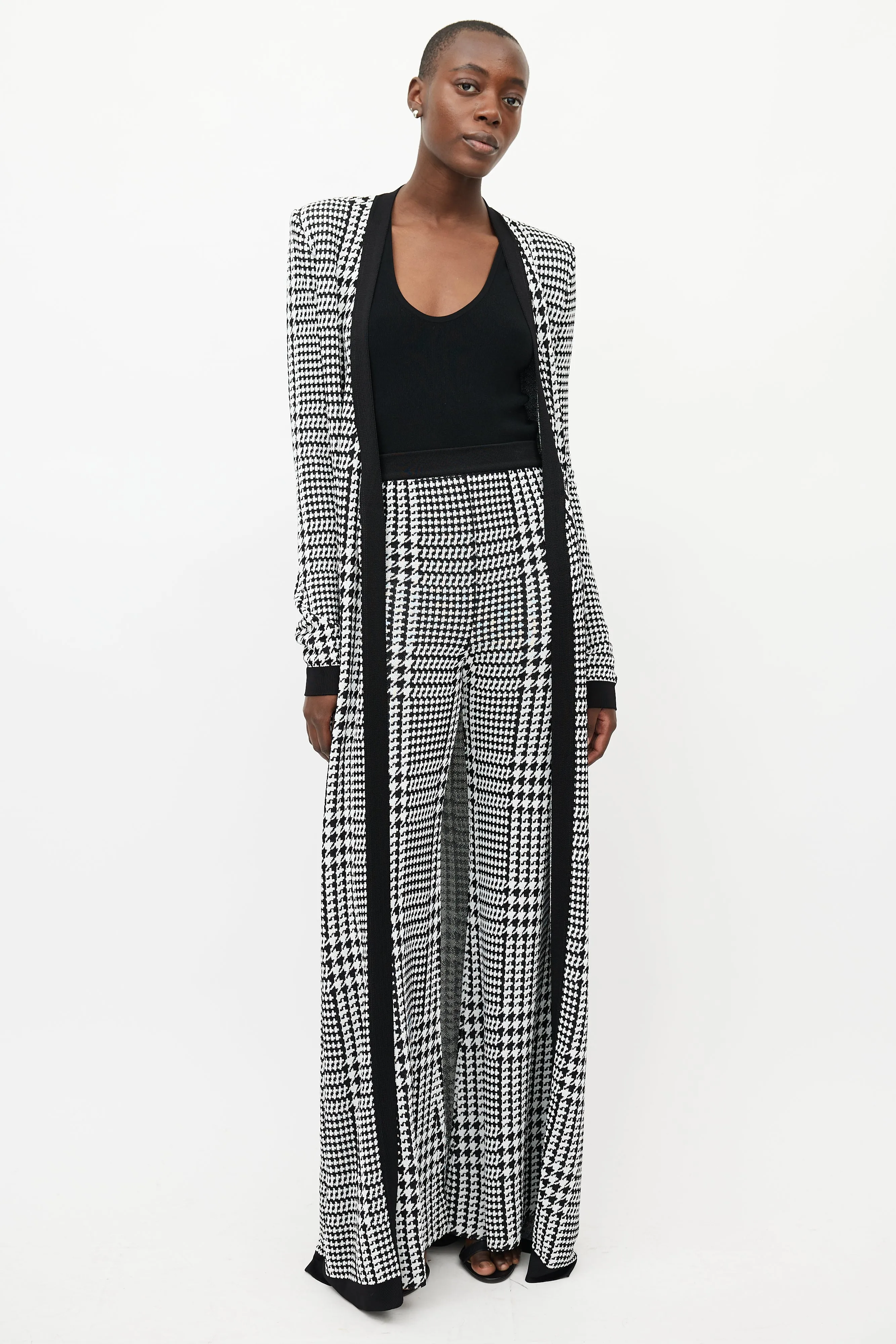 Black & White Houndstooth Knit Co-Ord Set