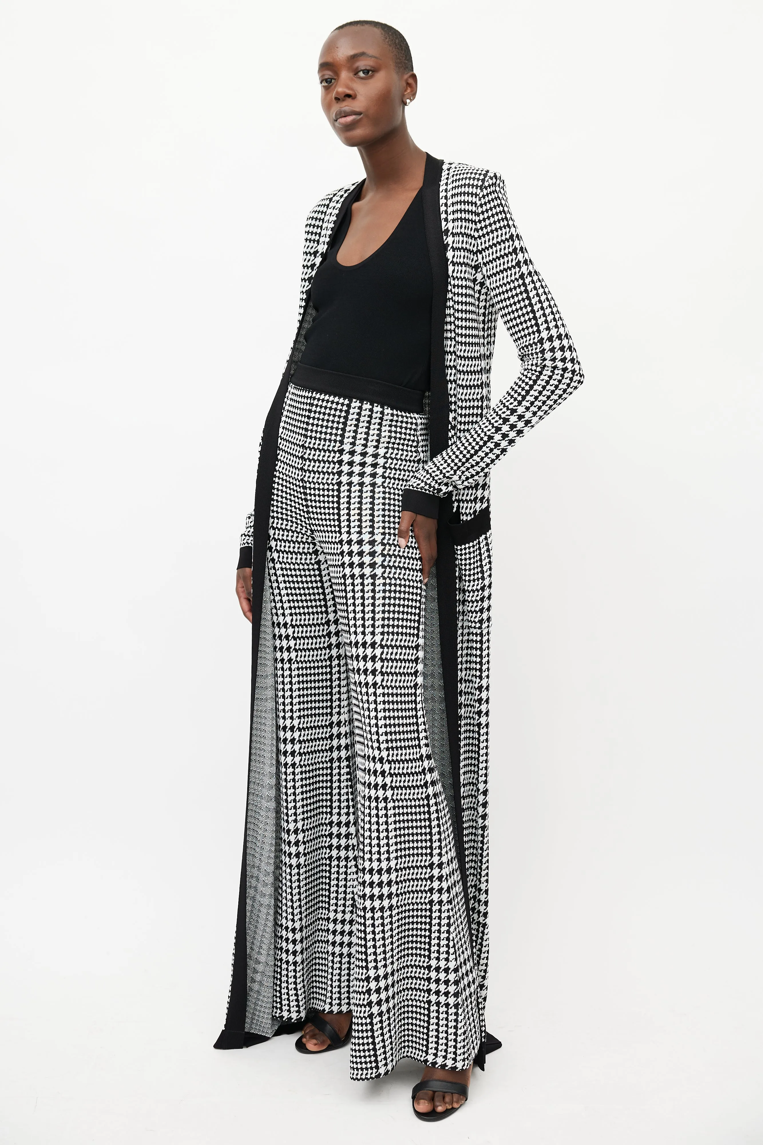 Black & White Houndstooth Knit Co-Ord Set