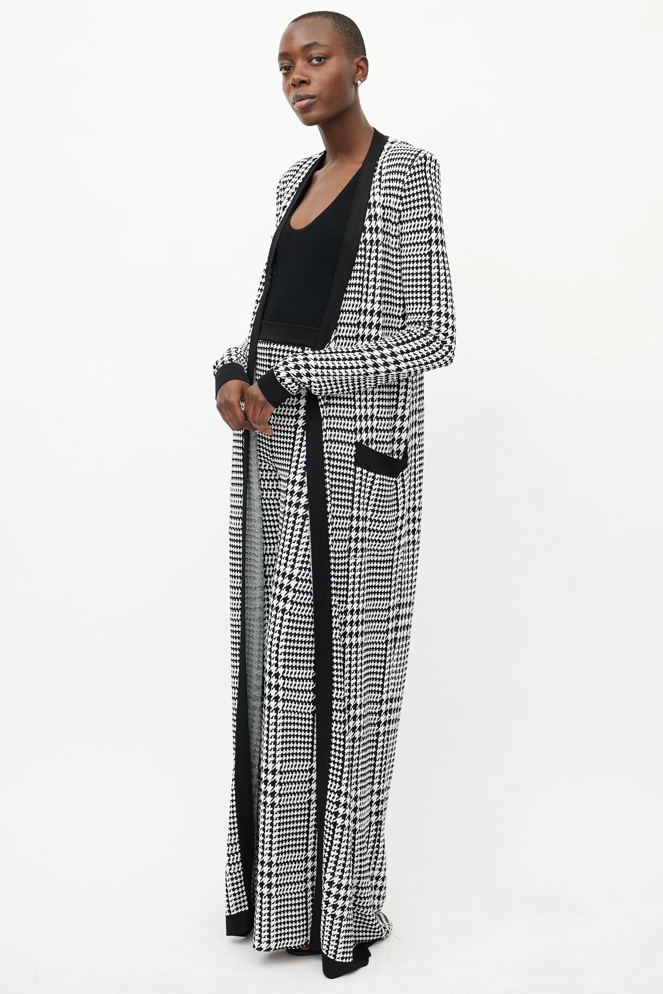 Black & White Houndstooth Knit Co-Ord Set