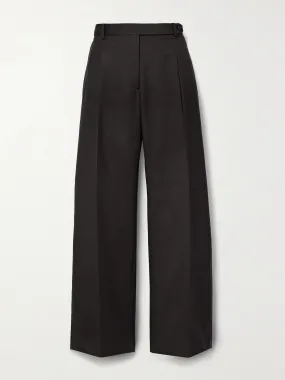 Black panelled wool straight-leg pants