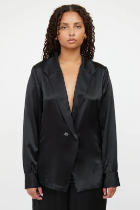 Black Silk Peak Lapel Blazer