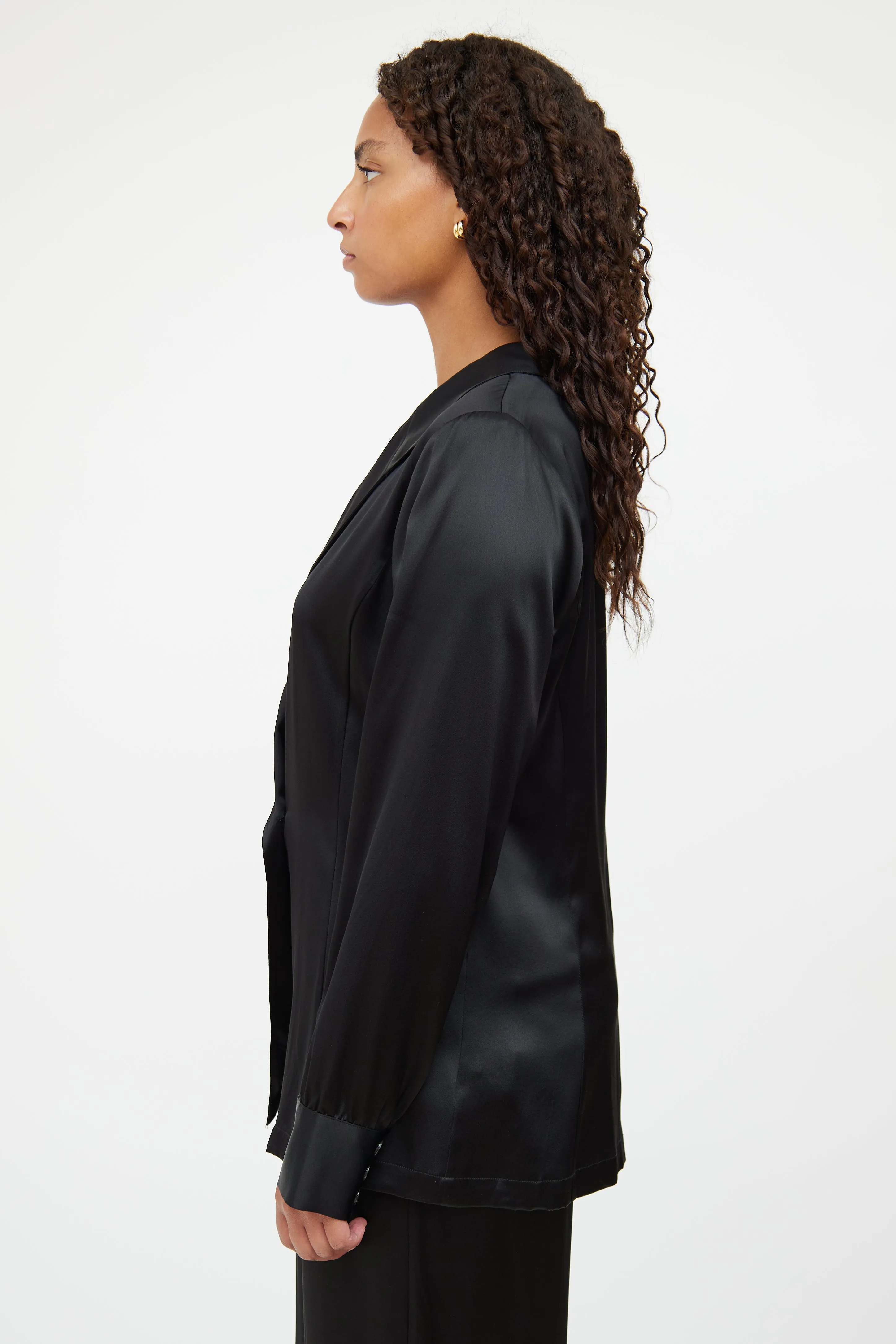 Black Silk Peak Lapel Blazer