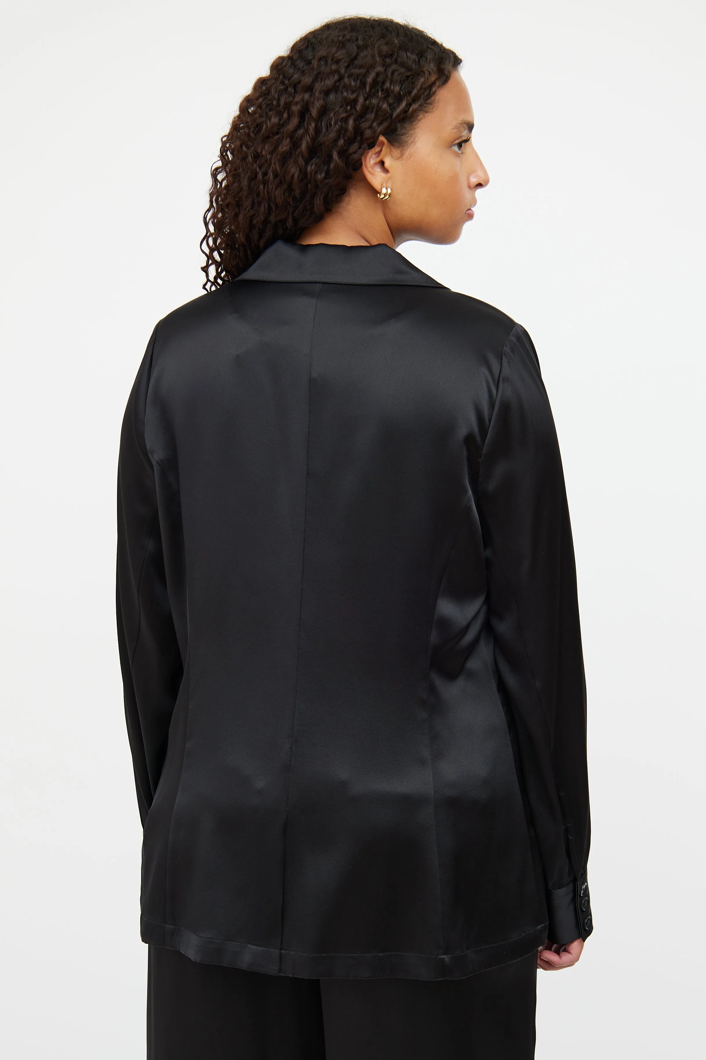 Black Silk Peak Lapel Blazer