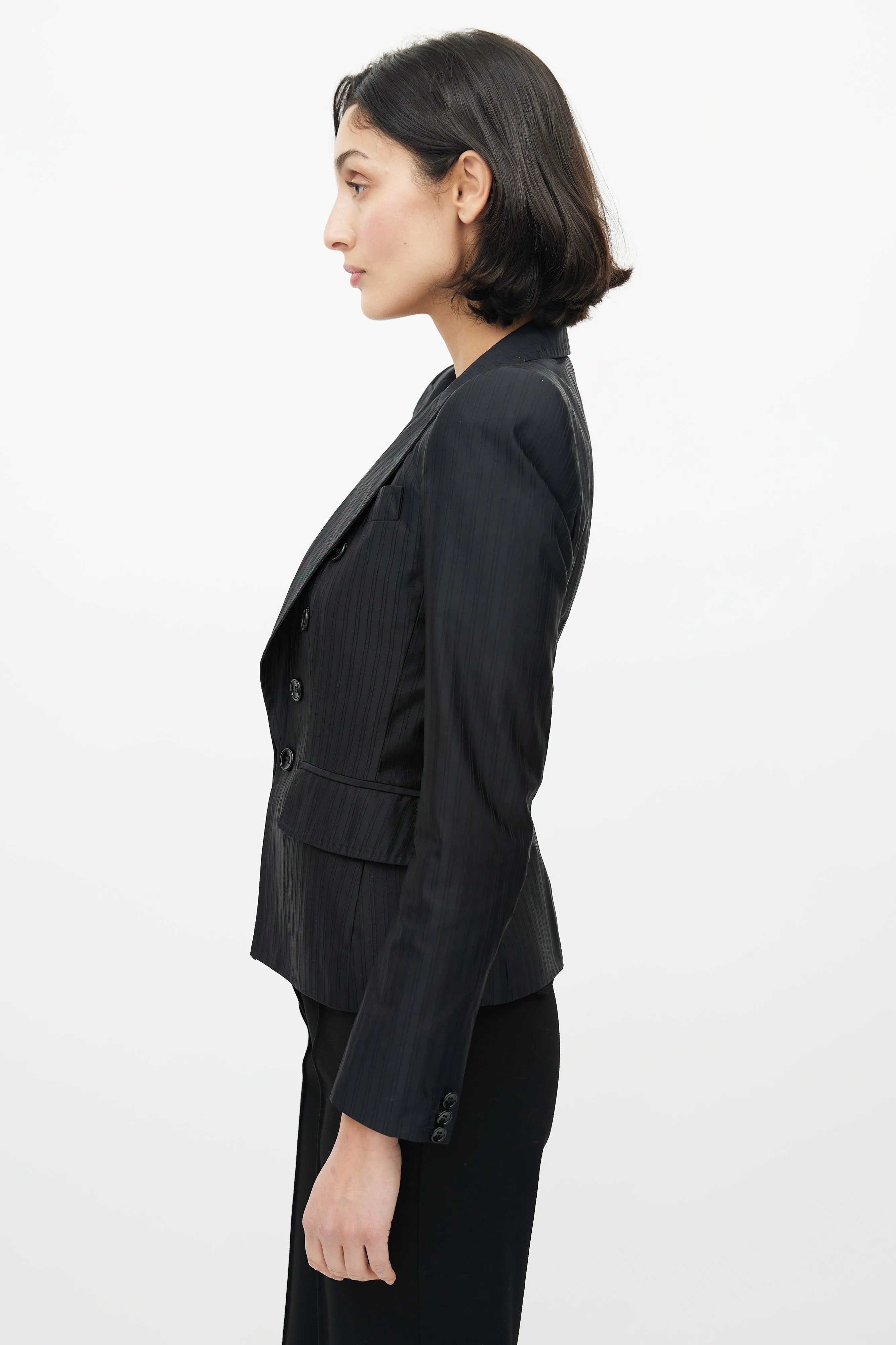 Black Striped Structured Blazer