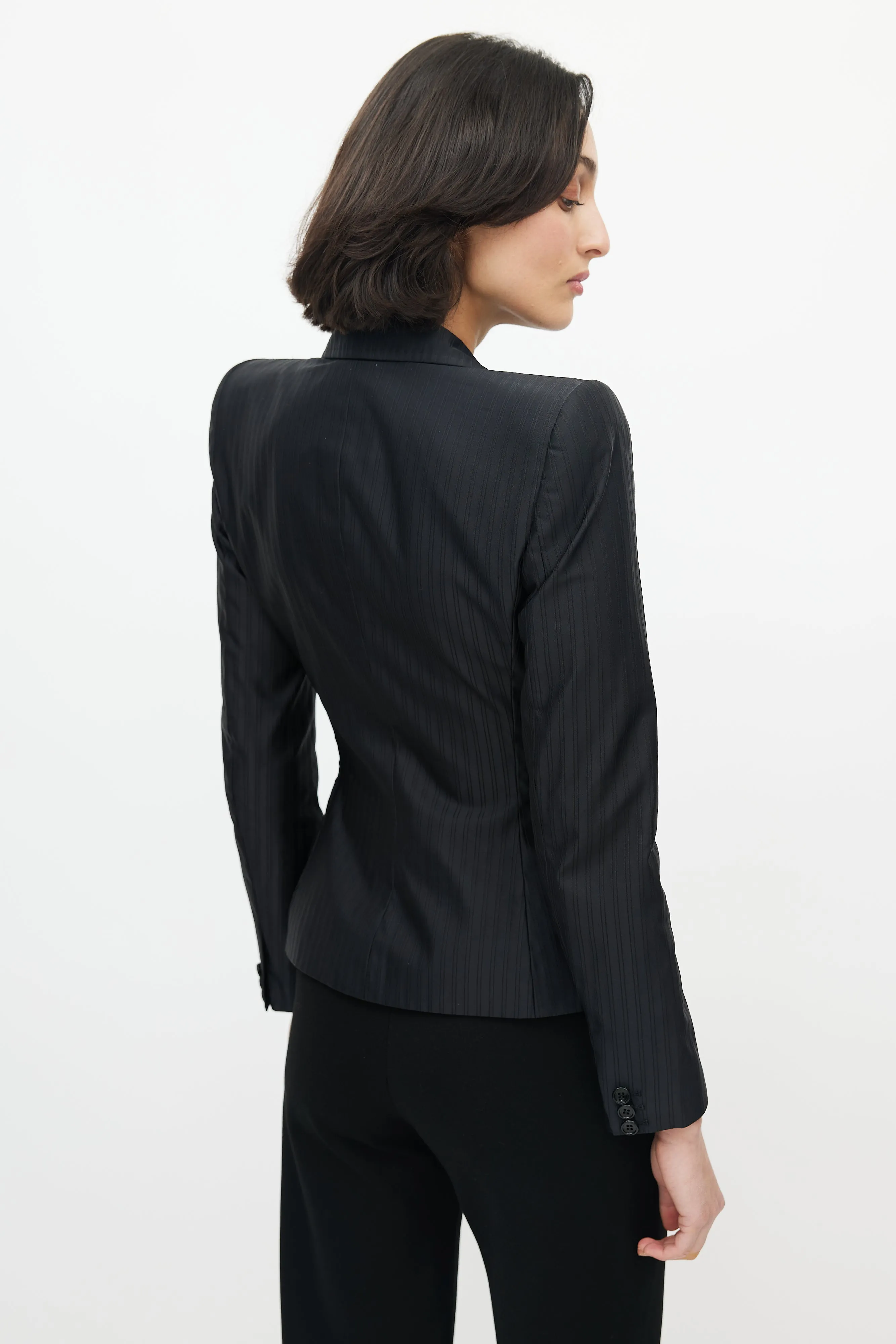Black Striped Structured Blazer