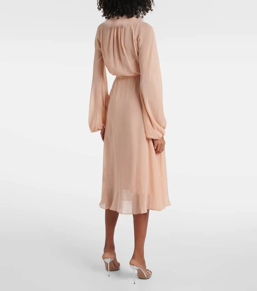 Blumarine Georg feather-trimmed midi dress