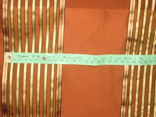 Brick red Silk taffeta w/gold thin satin stripes TAFS62[2] 54&quot; wide