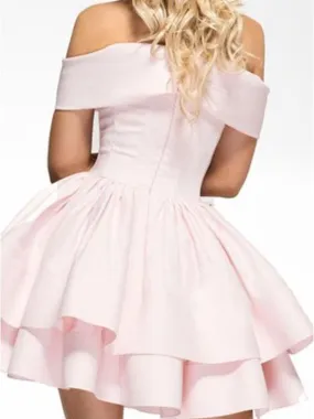 Bridelily A-Line Satin Sleeveless Ruched Off-the-Shoulder Short/Mini Dresses