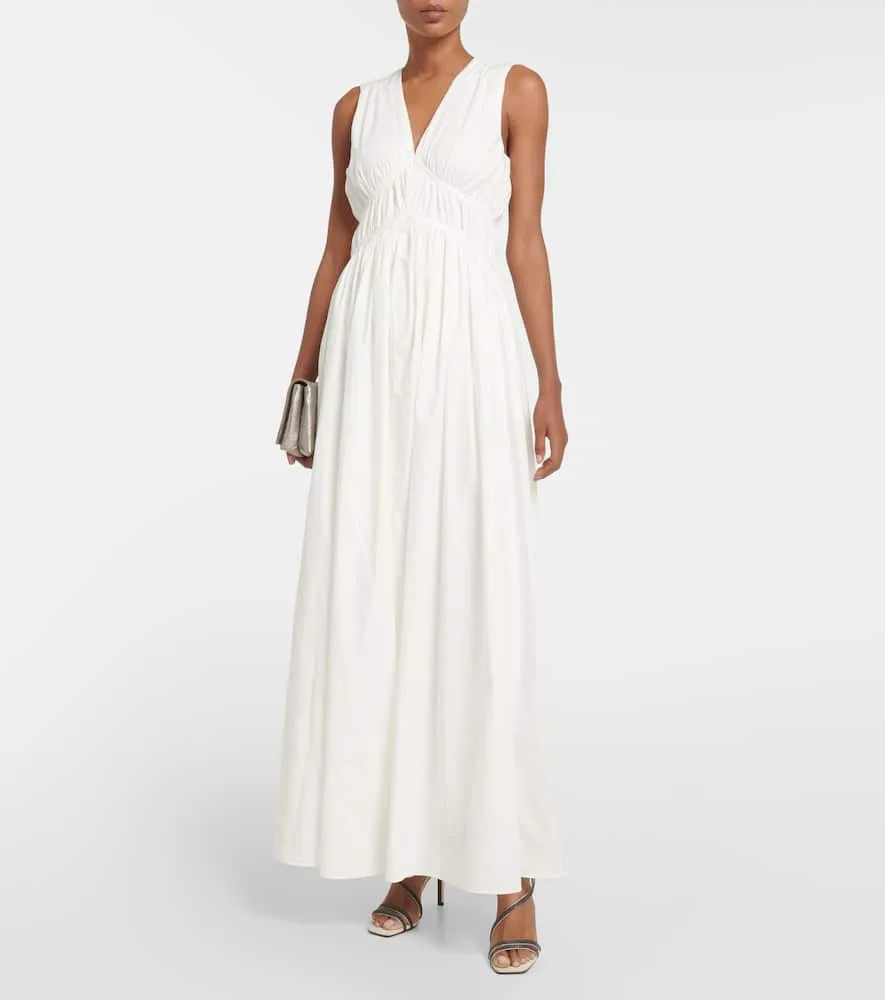 Brunello Cucinelli Ruched cotton maxi dress