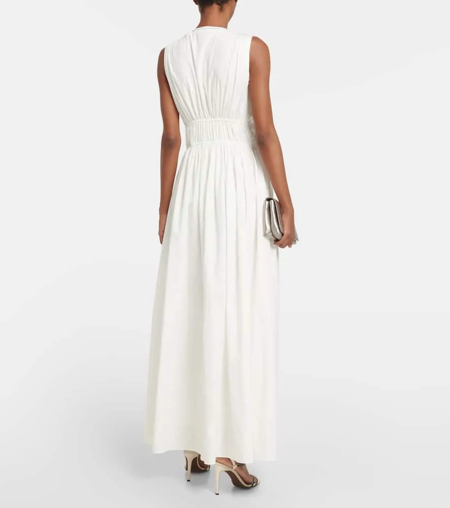 Brunello Cucinelli Ruched cotton maxi dress