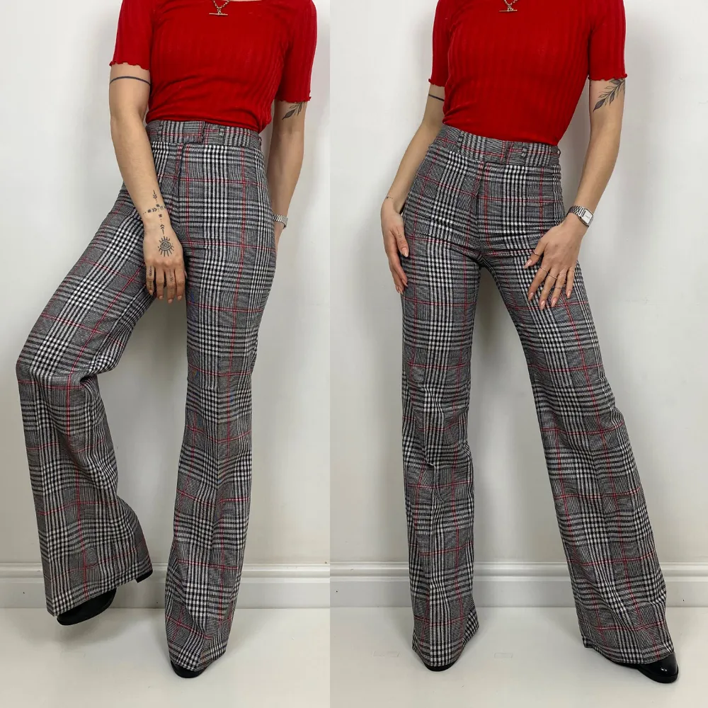 Check Flare Trousers - XS/S