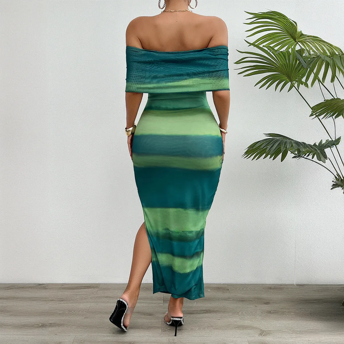 Contrast Color Off Shoulder Tube Bodycon Dresses Wholesale Womens Clothing N3824072000198