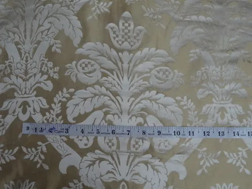 Damask fabric silk taffeta jacquard 60&quot; -ivory cream / cognacTAFJAC#1