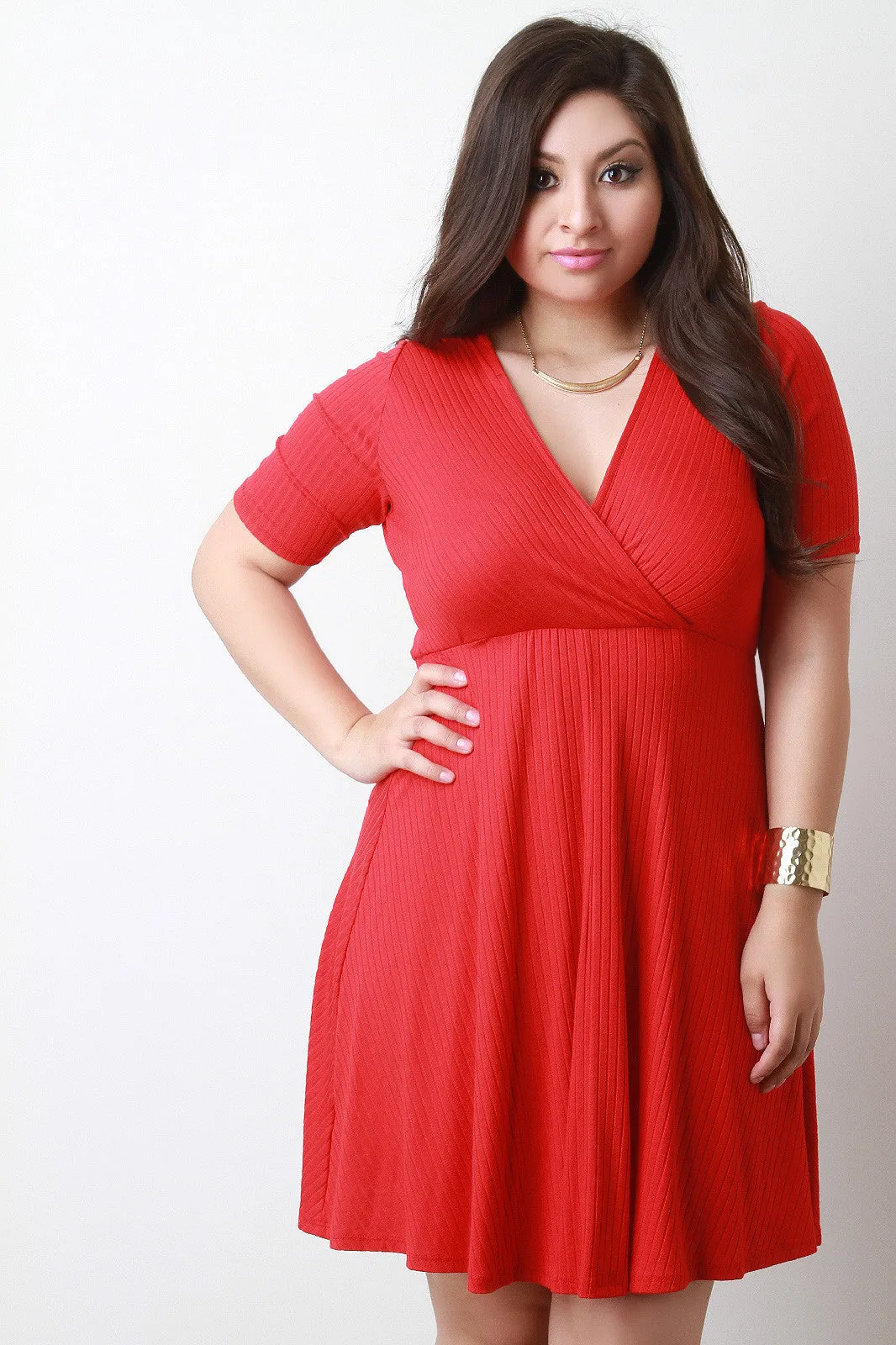 Deep V Surplice Wrap Mini Dress