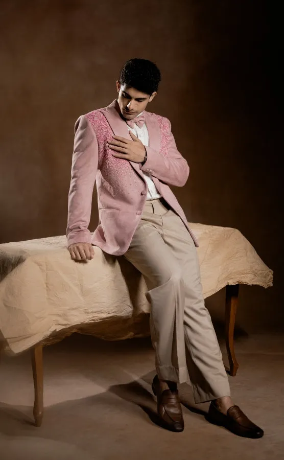 DESIGNER EMBROIDERED BLAZER IN PINK