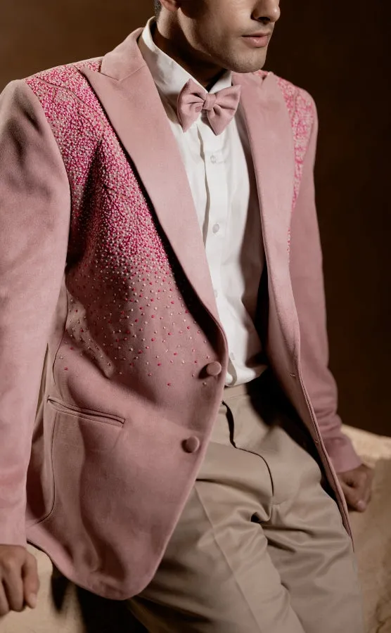 DESIGNER EMBROIDERED BLAZER IN PINK