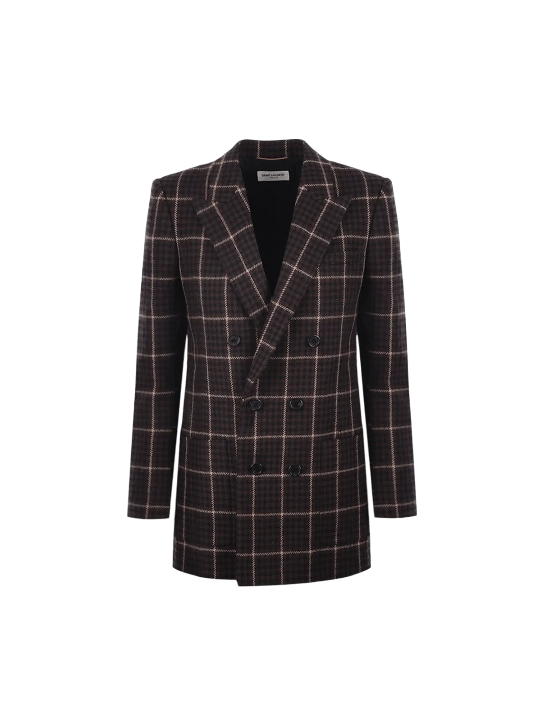 Double-Breasted Houndstooth Wool Blazer