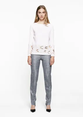 Elena silk linen wool Trousers Pebble