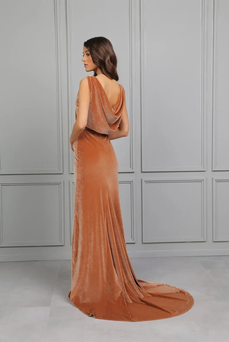 Fashionable and Beautiful Velvet dress Velvet  Wedding Guest Dresses