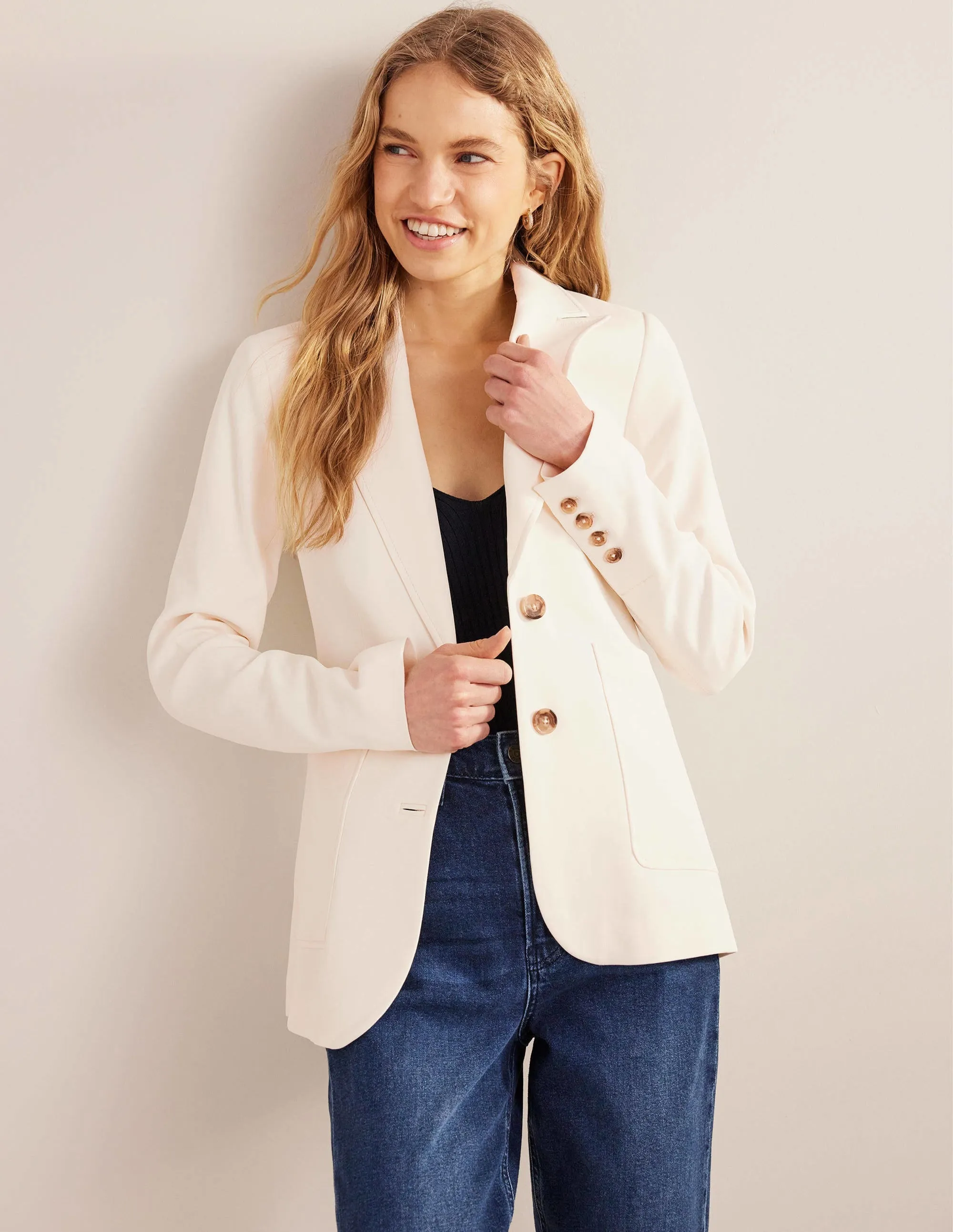 Fluid Tailored Blazer-Ivory