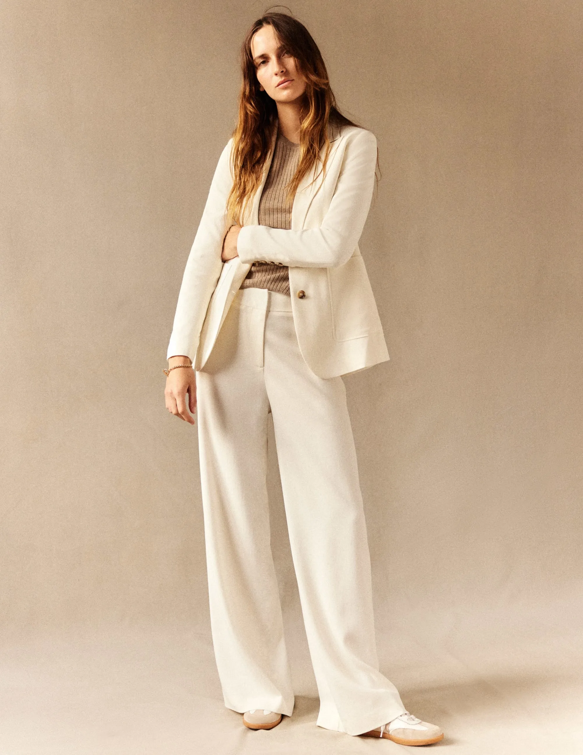 Fluid Tailored Blazer-Ivory