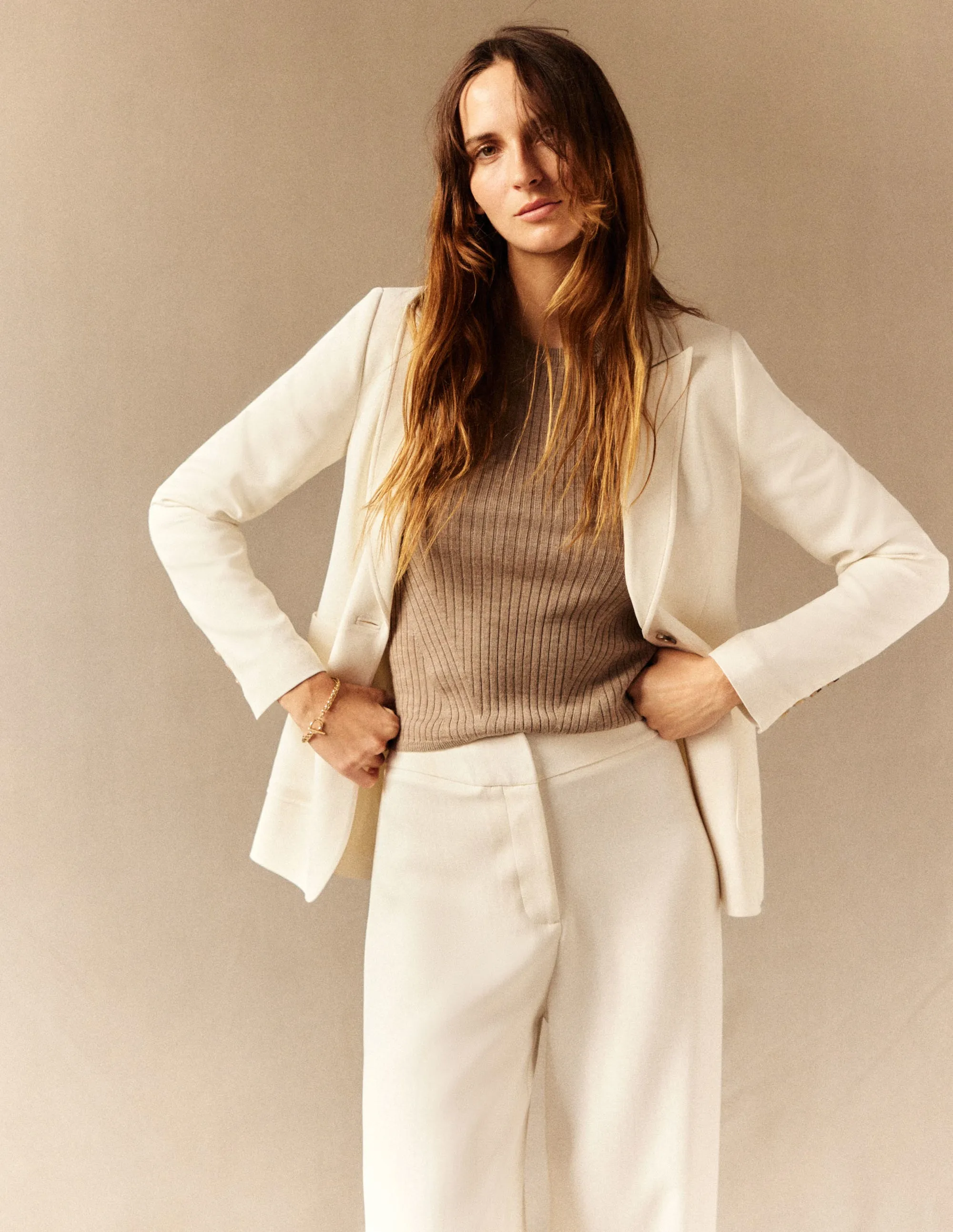 Fluid Tailored Blazer-Ivory