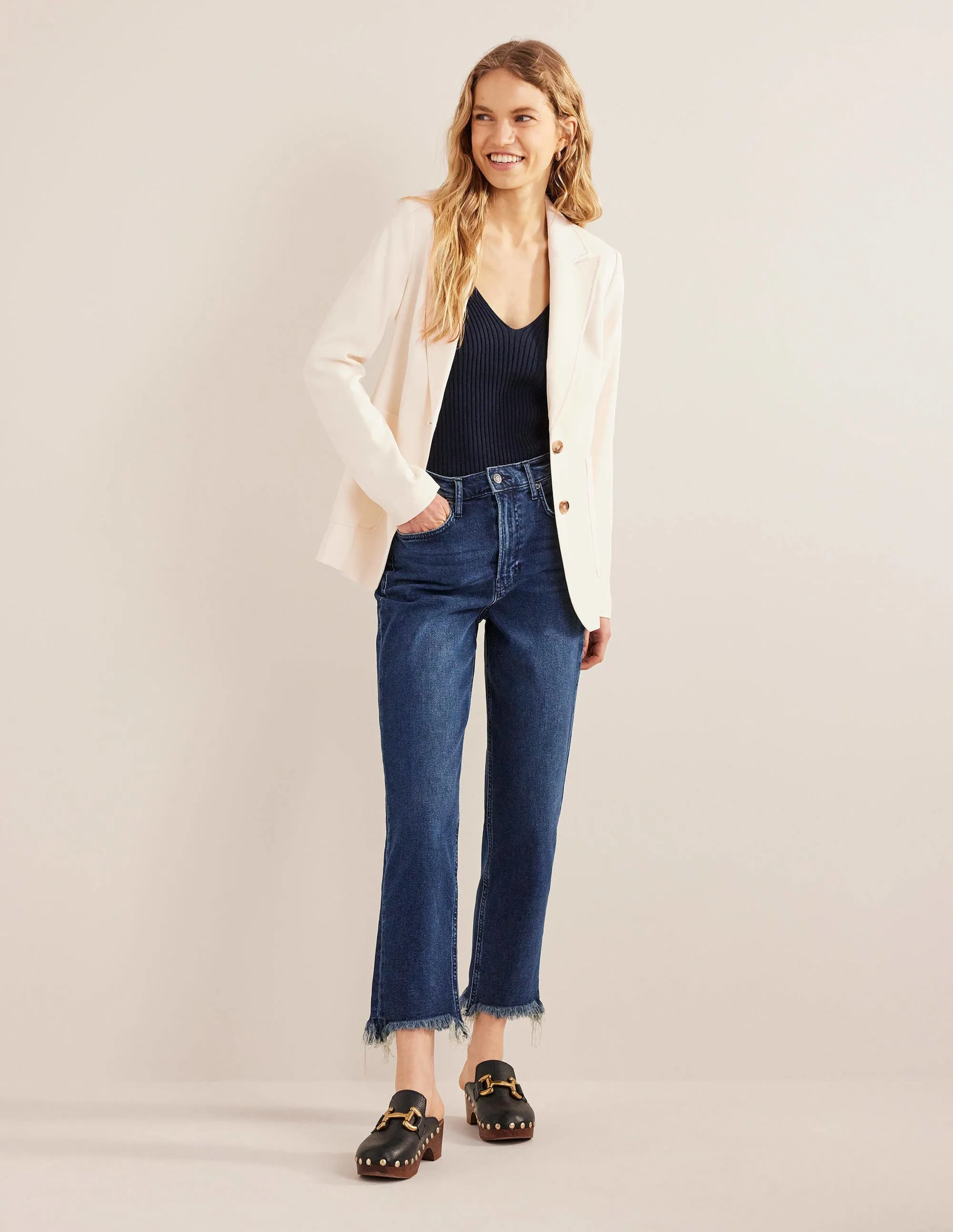 Fluid Tailored Blazer-Ivory